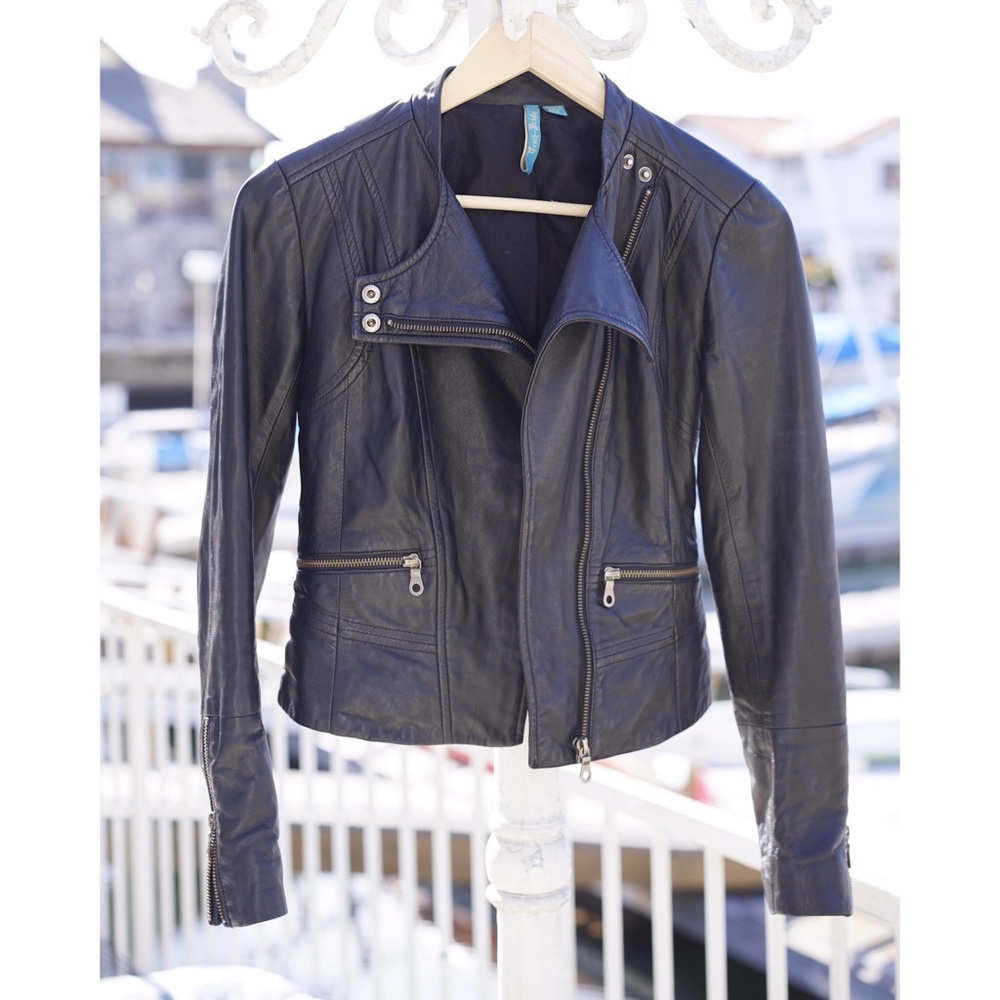 Nordstrom Truth & Pride Crop Leather Jacket XS